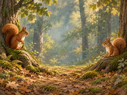Two Squirrels at the Roots — Animals & Wildlife wallpaper