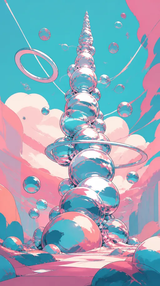 Playful 2D Animated Chrome Forms Bright — Technology wallpaper