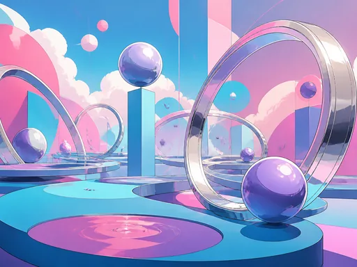 Playful 2D Animated Chrome Forms Bright — Technology wallpaper