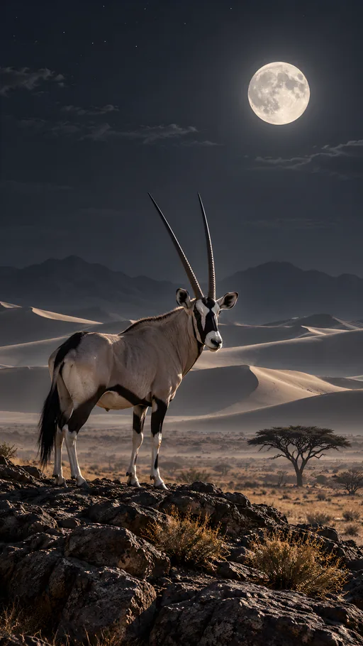 Oryx Under a Desert Moon — Animals & Wildlife wallpaper