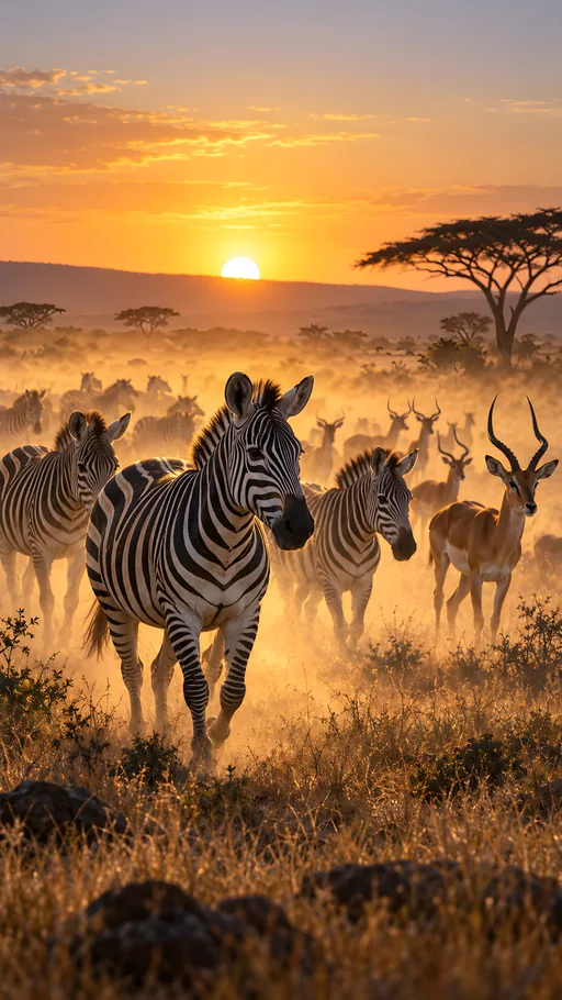 Zebra Herd in Savanna Dust — Animals & Wildlife wallpaper