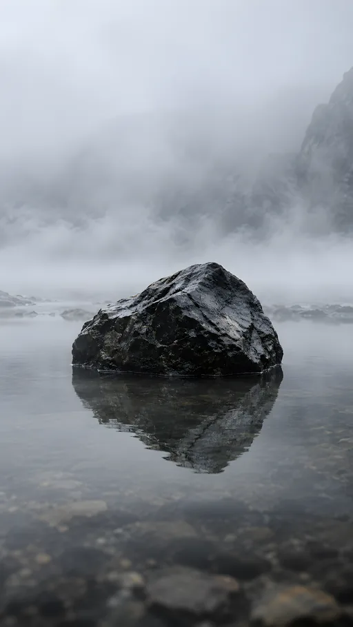 Basalt Rock in a Mirror Pool — Minimal & Color wallpaper